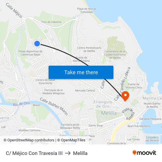 C/ Méjico Con Travesía III to Melilla map