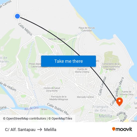 C/ Alf. Santapau to Melilla map