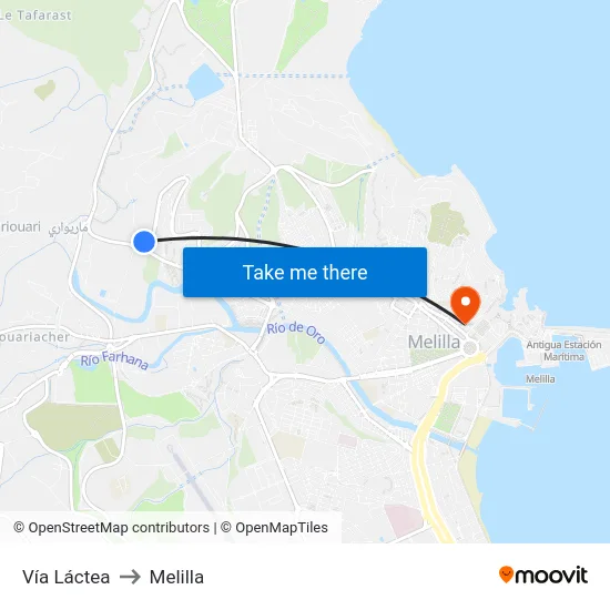 Vía Láctea to Melilla map