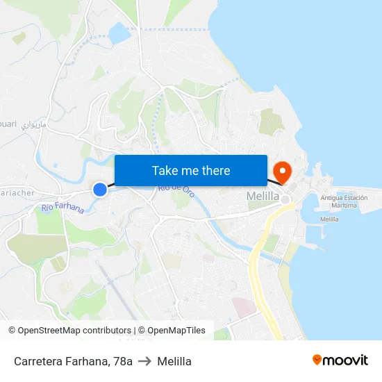 Carretera Farhana, 78a to Melilla map