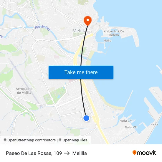 Paseo De Las Rosas, 109 to Melilla map
