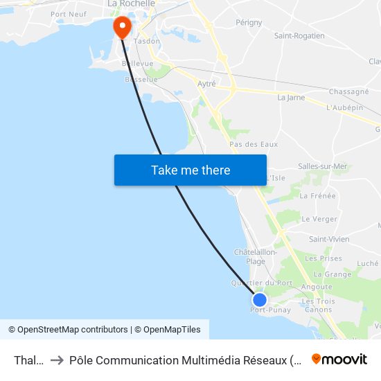 Thalasso to Pôle Communication Multimédia Réseaux (Université De La Rochelle) map