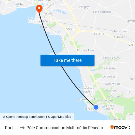 Port Punay to Pôle Communication Multimédia Réseaux (Université De La Rochelle) map