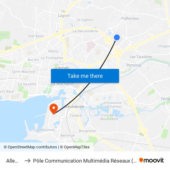 Allemagne to Pôle Communication Multimédia Réseaux (Université De La Rochelle) map