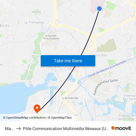 Maquis to Pôle Communication Multimédia Réseaux (Université De La Rochelle) map