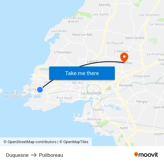 Duquesne to Puilboreau map