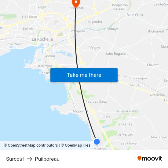 Surcouf to Puilboreau map