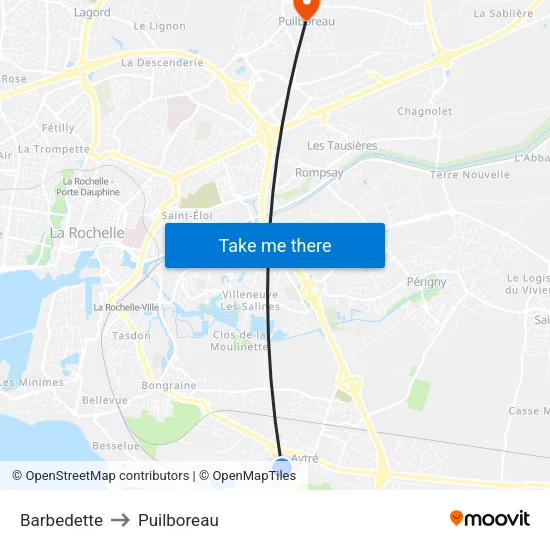Barbedette to Puilboreau map