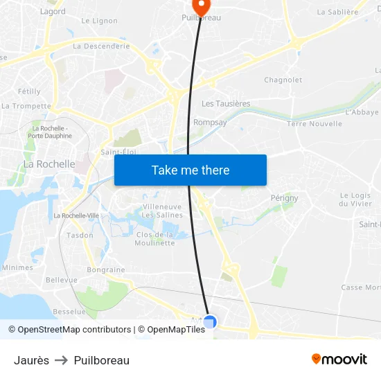 Jaurès to Puilboreau map