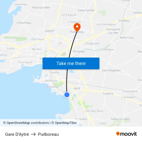 Gare D'Aytré to Puilboreau map
