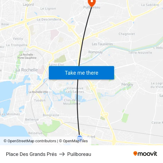 Place Des Grands Prés to Puilboreau map
