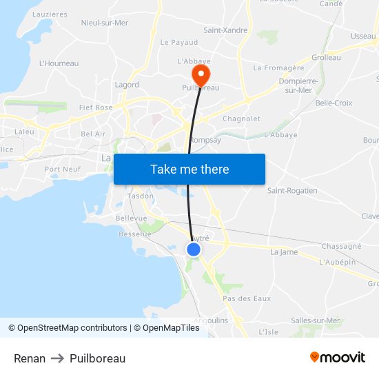 Renan to Puilboreau map