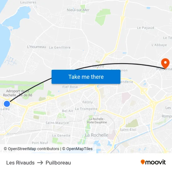 Les Rivauds to Puilboreau map