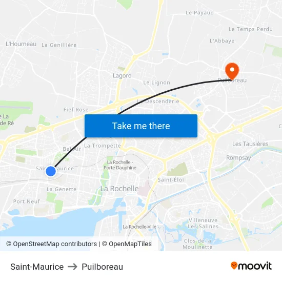 Saint-Maurice to Puilboreau map