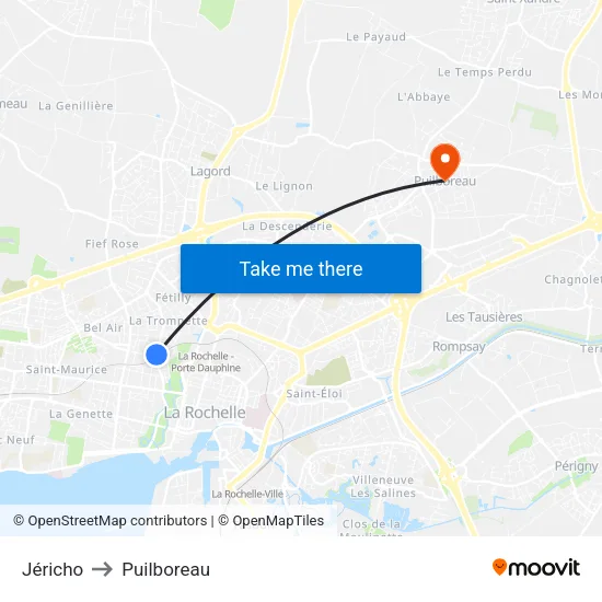 Jéricho to Puilboreau map