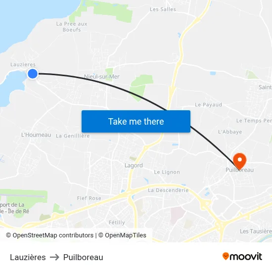 Lauzières to Puilboreau map