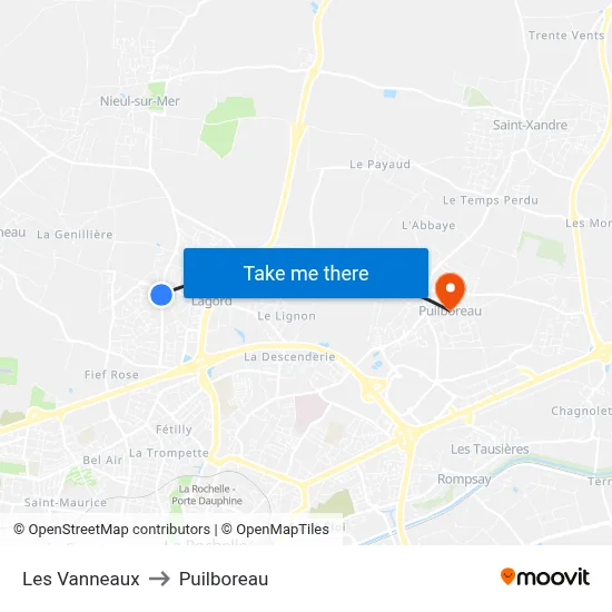 Les Vanneaux to Puilboreau map