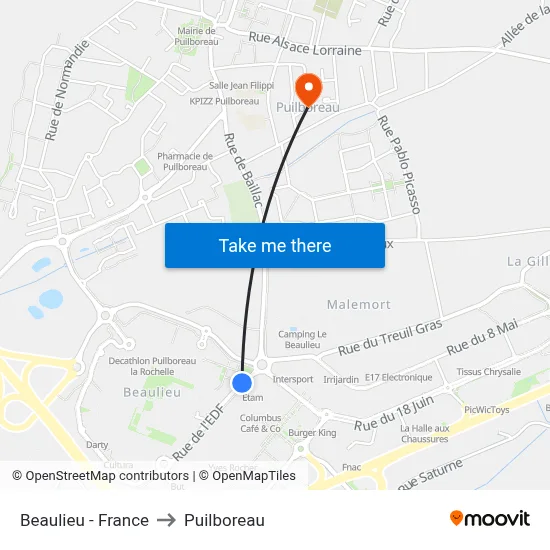 Beaulieu - France to Puilboreau map
