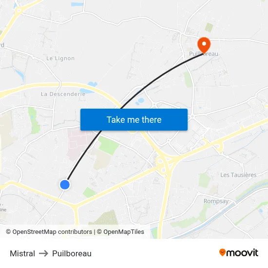 Mistral to Puilboreau map