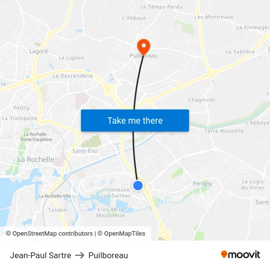 Jean-Paul Sartre to Puilboreau map