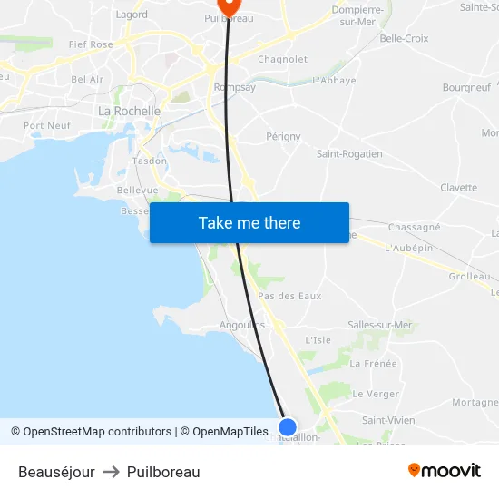 Beauséjour to Puilboreau map