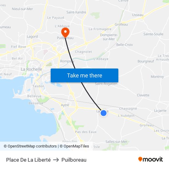 Place De La Liberté to Puilboreau map