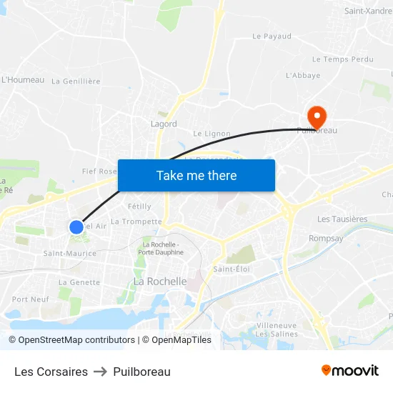 Les Corsaires to Puilboreau map