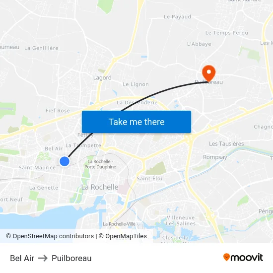 Bel Air to Puilboreau map