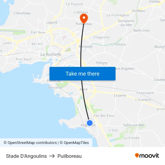 Stade D'Angoulins to Puilboreau map