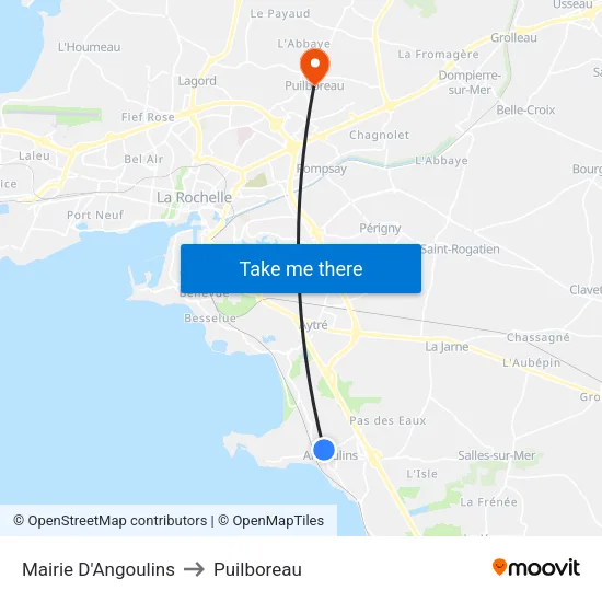 Mairie D'Angoulins to Puilboreau map