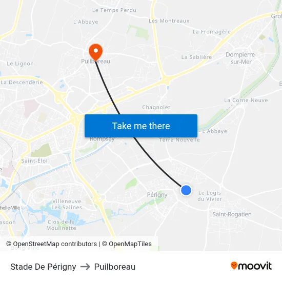 Stade De Périgny to Puilboreau map
