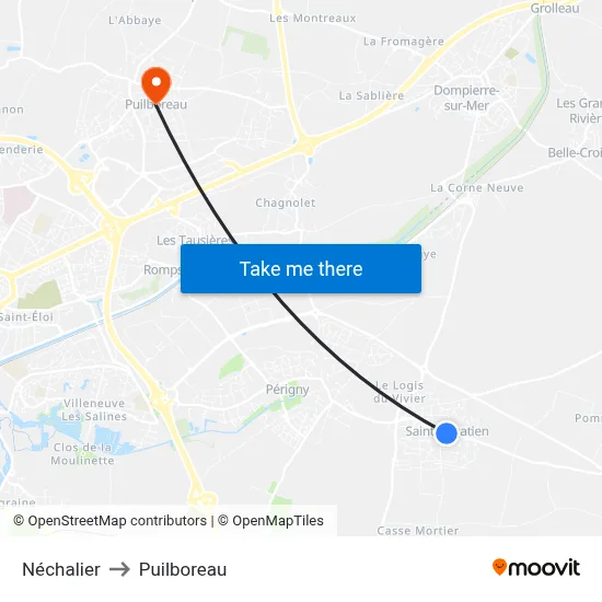 Néchalier to Puilboreau map