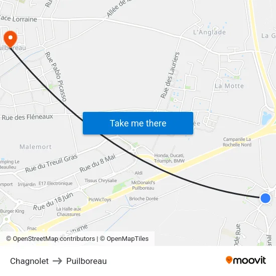 Chagnolet to Puilboreau map