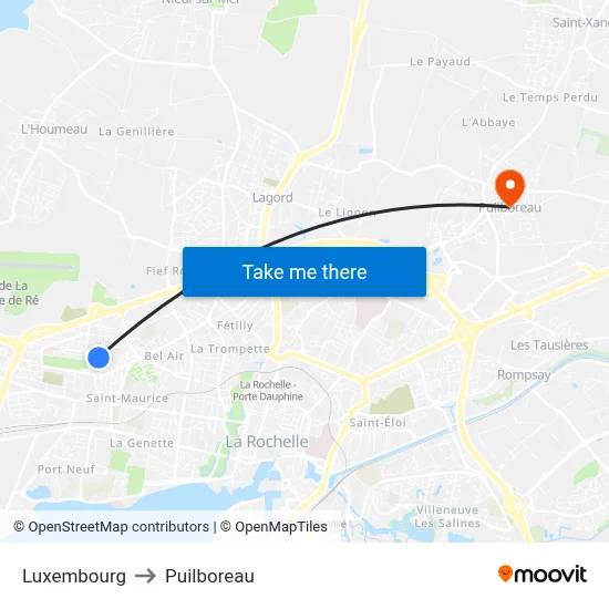 Luxembourg to Puilboreau map