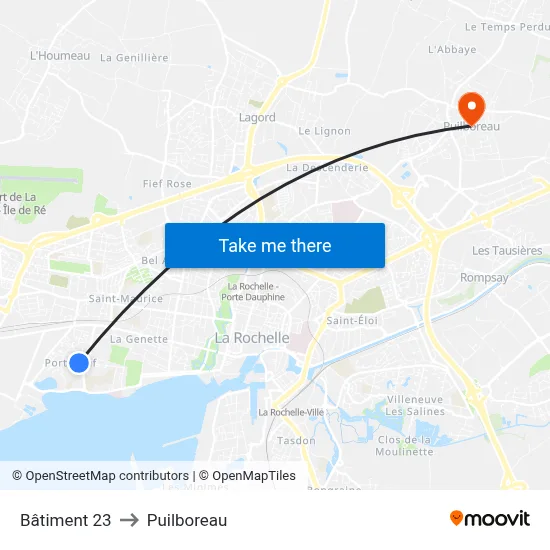 Bâtiment 23 to Puilboreau map