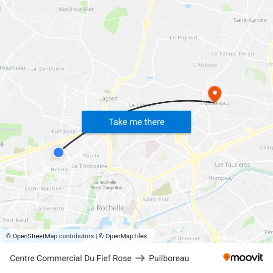 Centre Commercial Du Fief Rose to Puilboreau map