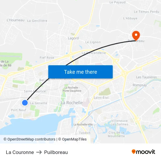 La Couronne to Puilboreau map