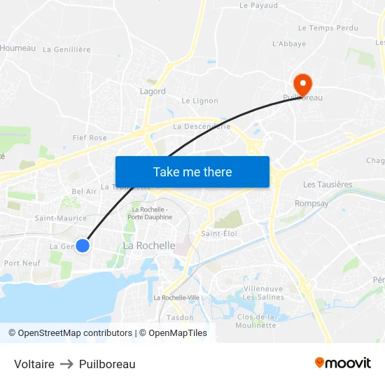 Voltaire to Puilboreau map