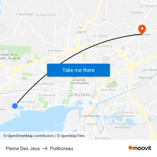 Plaine Des Jeux to Puilboreau map