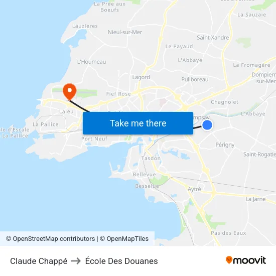Claude Chappé to École Des Douanes map