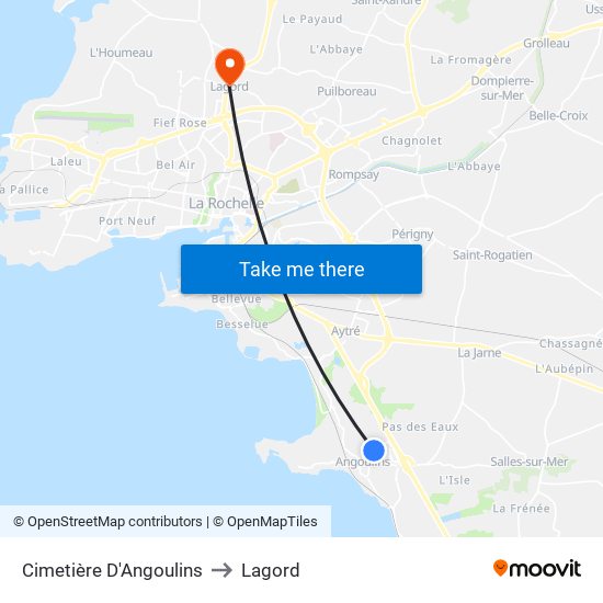 Cimetière D'Angoulins to Lagord map