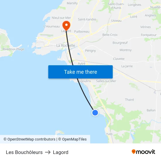 Les Bouchôleurs to Lagord map