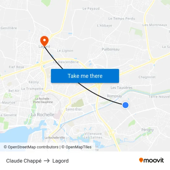 Claude Chappé to Lagord map