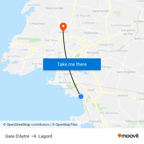 Gare D'Aytré to Lagord map