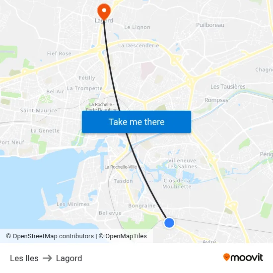 Les Iles to Lagord map