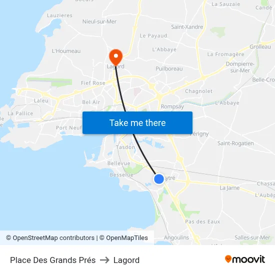 Place Des Grands Prés to Lagord map