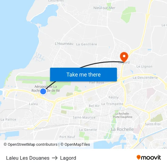 Laleu Les Douanes to Lagord map