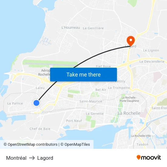 Montréal to Lagord map