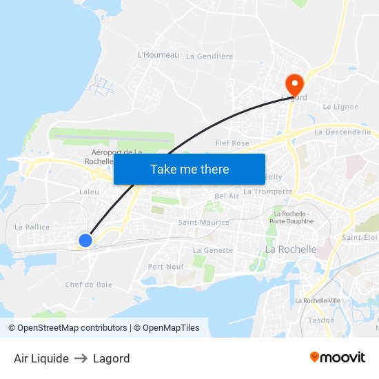 Air Liquide to Lagord map