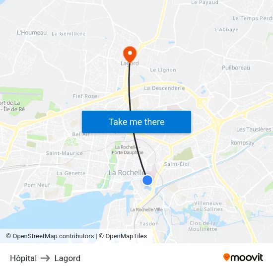 Hôpital to Lagord map